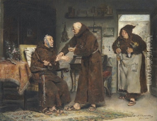 The Sick Monk Oil Painting - Antonio Casanova y Estorach