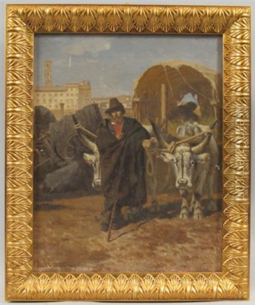 Le Foro Boario, Au Fond Le Palazzo Senatorio Sur Le Capitole Oil Painting - Jules Didier