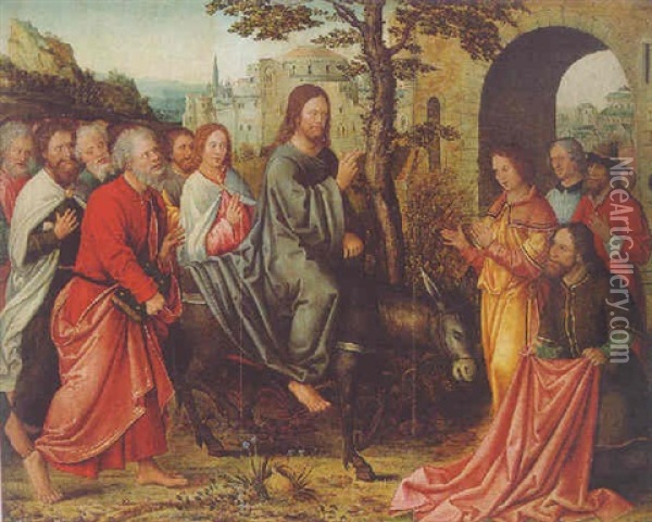 Christ's Entry Into Jerusalem Oil Painting - Bernaert (Barend) van Orley
