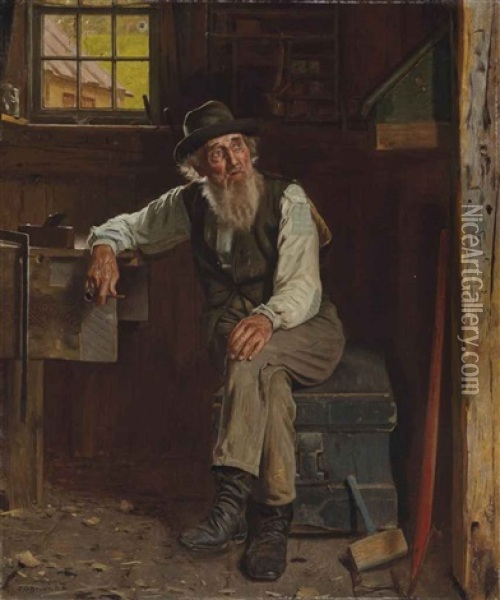 Living In The Past Oil Painting - John George Brown