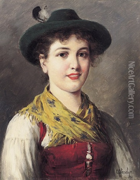 Junges Madchen In Tracht Oil Painting - Carl Ostersetzer