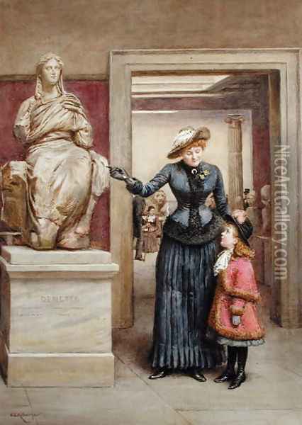 At the British Museum Oil Painting - George Goodwin Kilburne