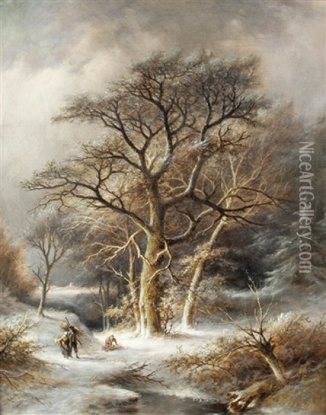 Reisigsammler Im Winter Oil Painting - Jan Evert Morel the Elder