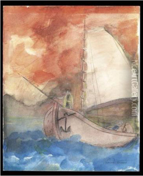 La Barque Oil Painting - Odilon Redon