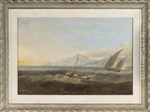 Fishermen Off The Coast Of Naples Oil Painting - Carlo Bonavia