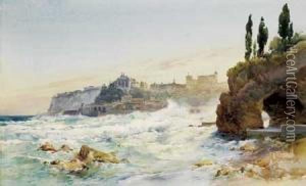 Vue De Monaco Oil Painting - Ernest Louis Lessieux
