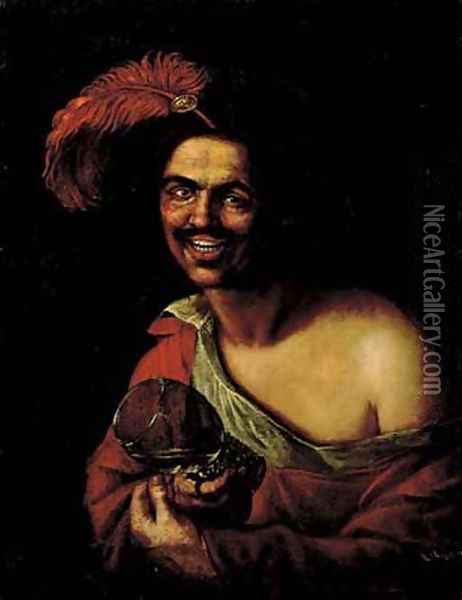 A man holding a roemer Oil Painting - Hendrick Terbrugghen