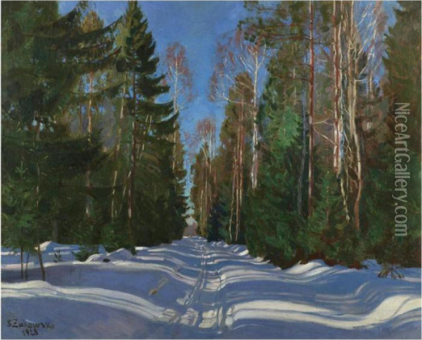 Winter Rays Oil Painting - Stanislaw Zukowski