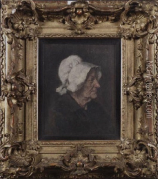 Bildnis Einer Alteren Dame Mit Weiser Haube Oil Painting - Eduard (Karl-Franz) von Gebhardt