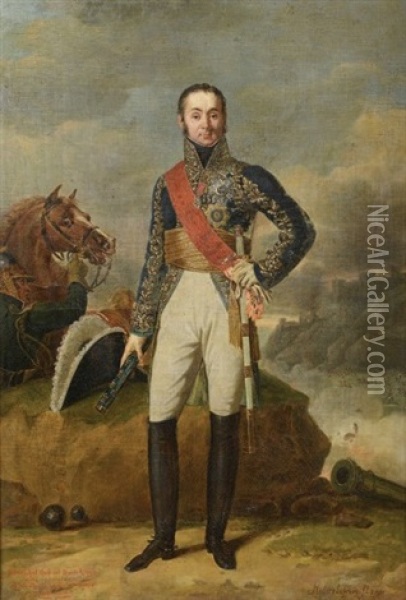 Portrait De Nicolas-charles Oudinot, Duc De Reggio, Marechal De L'empire Oil Painting - Robert Jacques Francois Faust Lefevre