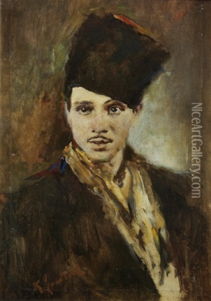 Portrait Of A Man In A Songkok Tinggi Oil Painting - Romualdo Locatelli
