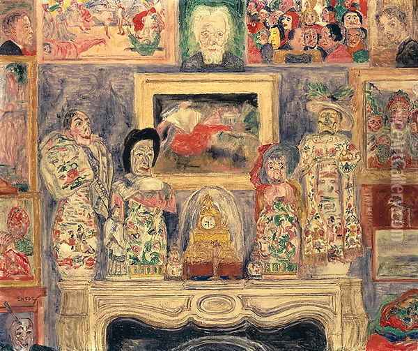Interior with Three Portraits, 1938 Oil Painting - James Ensor