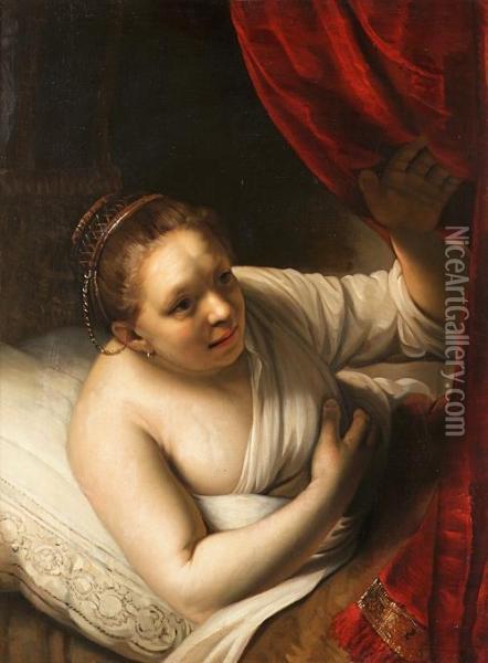 A Woman In Bed Oil Painting - Rembrandt Van Rijn