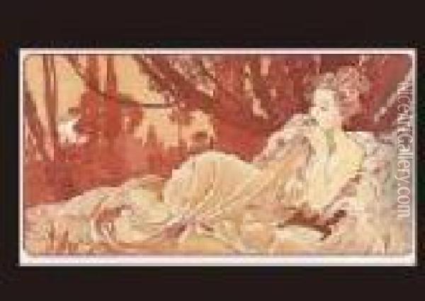 Twilight Oil Painting - Alphonse Maria Mucha