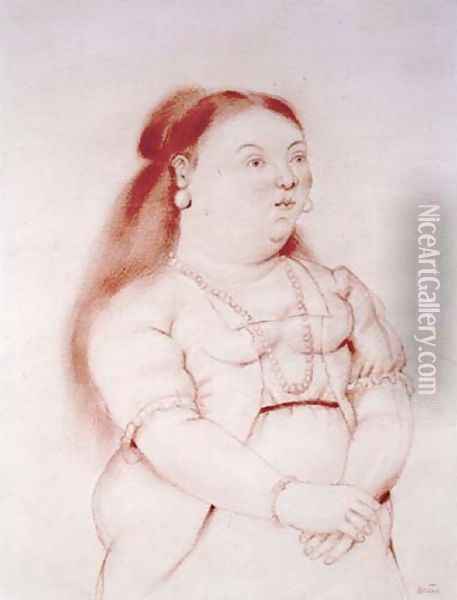 Woman Mujer Oil Painting - Fernando Botero