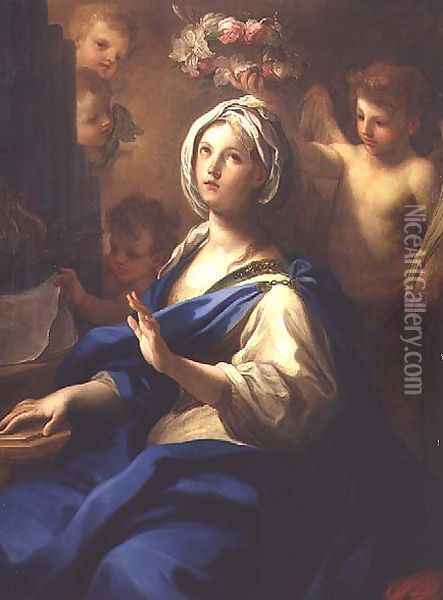 St. Cecilia Oil Painting - Sebastiano Conca