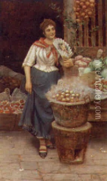 The Potato Seller Oil Painting - Luigi Pastega
