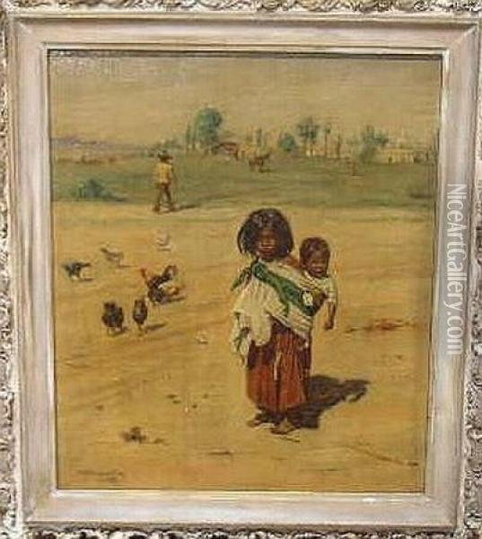 Mexican Children Oil Painting - Charles Brinton Cox