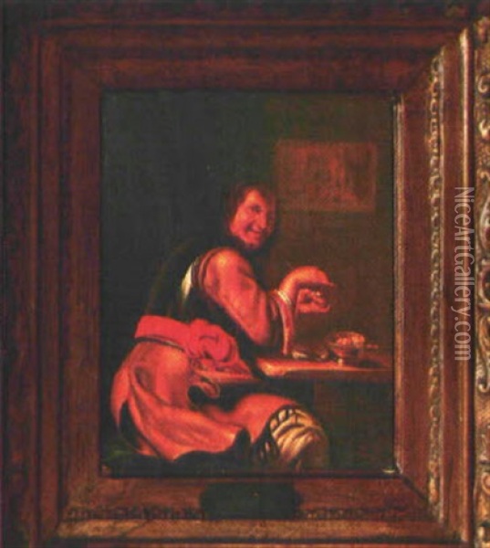 Edelmann Mit Harnisch Und Scherpe Beim Pfeifestopfen Oil Painting - Frans van Mieris the Elder