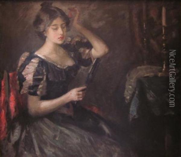 In The Mirror Oil Painting - Robert Burns