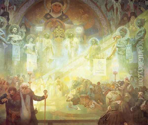 Holy Mount Athos, 1926 Oil Painting - Alphonse Maria Mucha