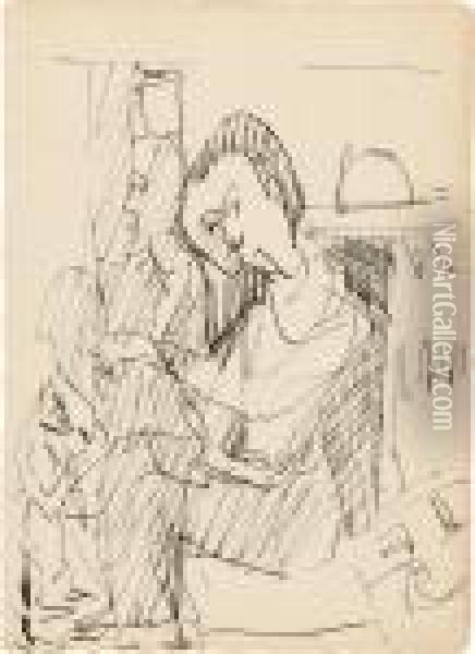 Sitzende Frau Mit Katze Oil Painting - Ernst Ludwig Kirchner
