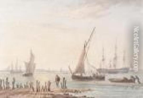 A View From Sheerness, Evening Oil Painting - William Joy