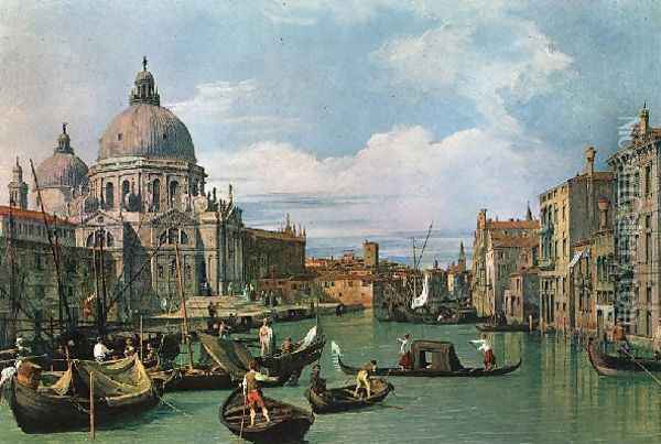 The Grand Canal And The Church Of The Salute Oil Painting - (Giovanni Antonio Canal) Canaletto
