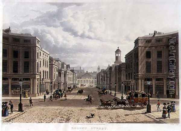 Regent Street, from Piccadilly, engraved by J. Bluck fl.1791-1831, pub. 1822 by Ackermanns Repository of Arts Oil Painting - Thomas Hosmer Shepherd