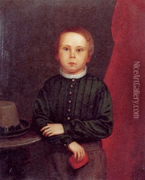Portrait Of Young Boy Holding A Cinnibar Box Oil Painting - Frederick Randolph Spencer