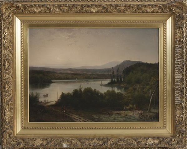 Landscape With River And Boat Landing Oil Painting - Joseph Morviller