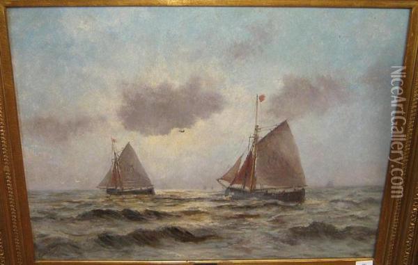Deux Schooners A La Mer Oil Painting - Romain Steppe