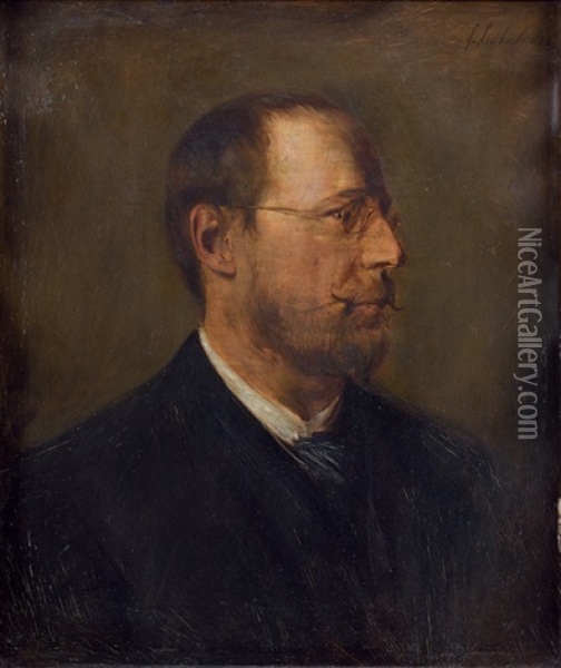 Portrait D'homme Aux Lunettes Oil Painting - Franz Seraph von Lenbach