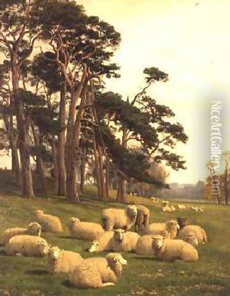 Sunlit Pastures Oil Painting - William Sidney Cooper
