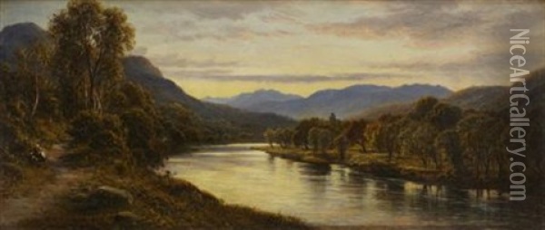 On The Tay At Murthly Oil Painting - Waller Hugh Paton