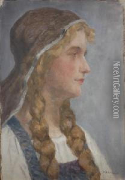 Portrait Of A Young Woman. Oil Painting - William Banks Fortescue