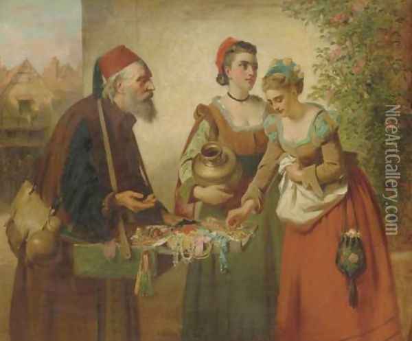 The peddler Oil Painting - Edward Charles Barnes