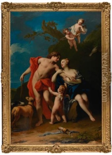 Venus And Adonis Oil Painting - Jacopo Amigoni