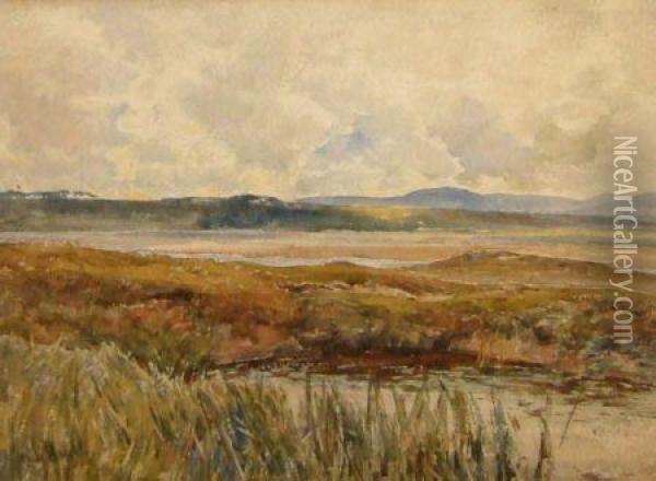 Extensive Landscape With Hills In Distance Oil Painting - Claude Hayes