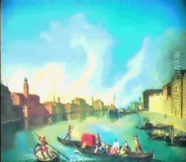 Il Canale Della Giudecca Oil Painting - Giovanni Richter