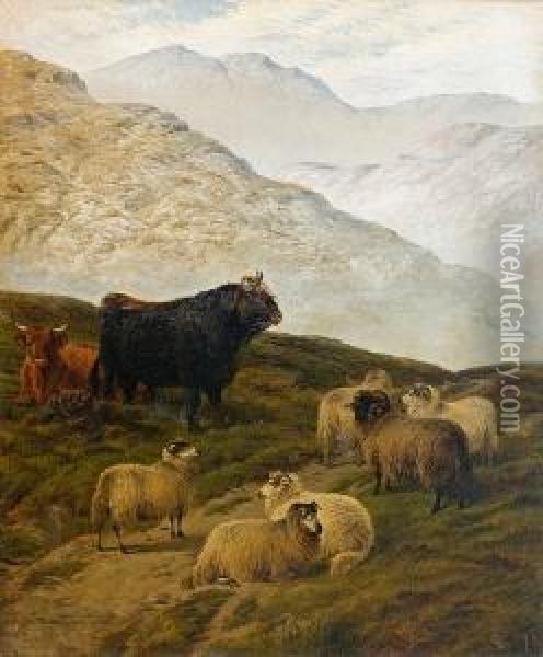 A Scene In The Highlands Oil Painting - Charles Jones
