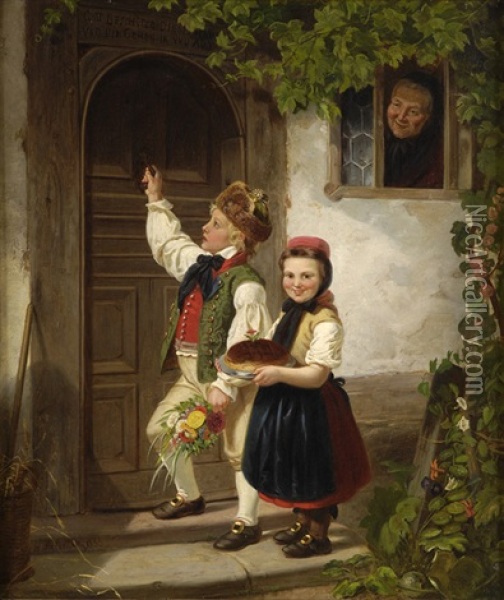 Die Gratulanten Oil Painting - Hubert Salentin
