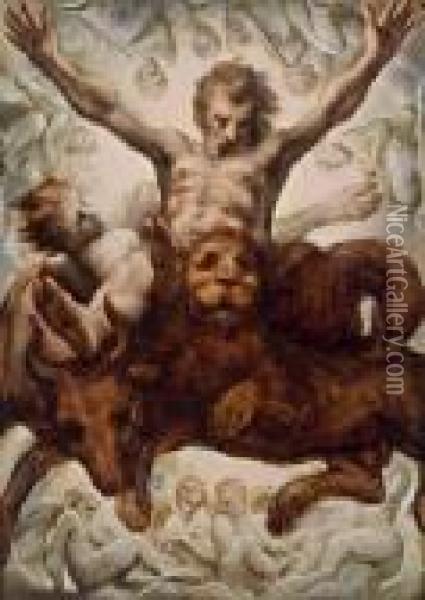 Cristo A Braccia Levate Verso Il Cielo Oil Painting - Correggio, (Antonio Allegri)