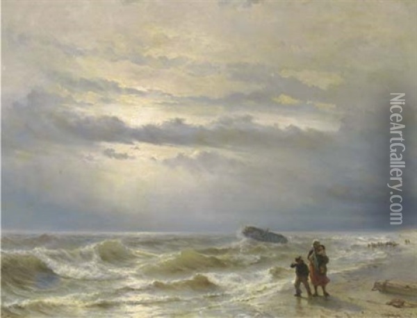 The Shipwreck Oil Painting - Johan Hendrik Meyer