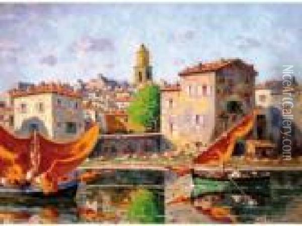 Le Port - Saint Tropez Oil Painting - Auguste Pegurier
