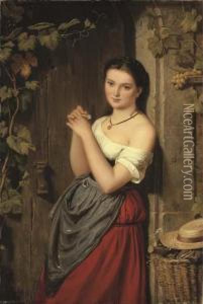 La Marguerite Oil Painting - Benjamin I Vautier