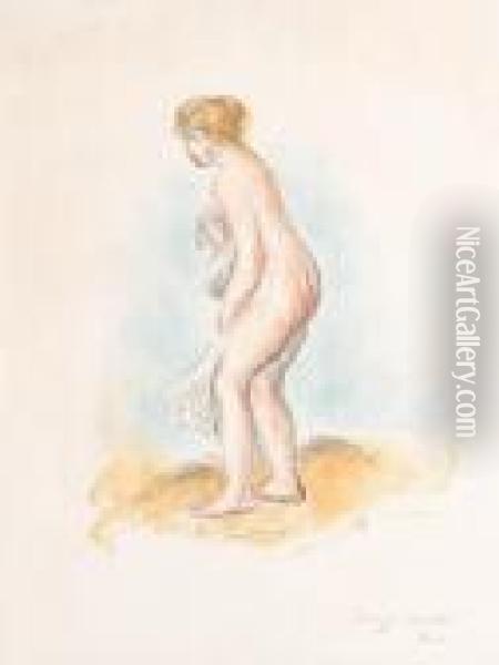 Baigneuse, Debout, En Pied (d.; S. 28) Oil Painting - Pierre Auguste Renoir