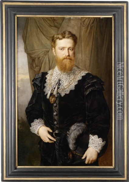 Bildnis Des Karl Lueger In Historischem Kostum Und Mit Gnadenmedaille Oil Painting - Hermann Nigg