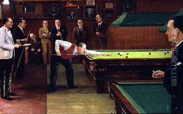 A Snooker Match Oil Painting - Jos McInnes