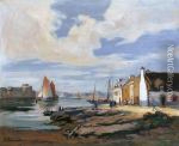 Petit Port Breton Oil Painting - Henri Alphonse Barnoin
